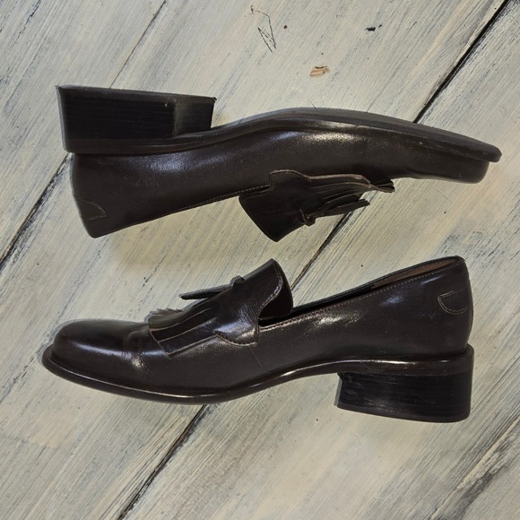 Etienne Aigner Dark Brown Leather Tassel Loafer Shoes Women Size 7.5 - Picture 3 of 5